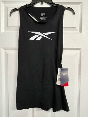 Women’s Reebok Black Tank with White Vector Logo NWT